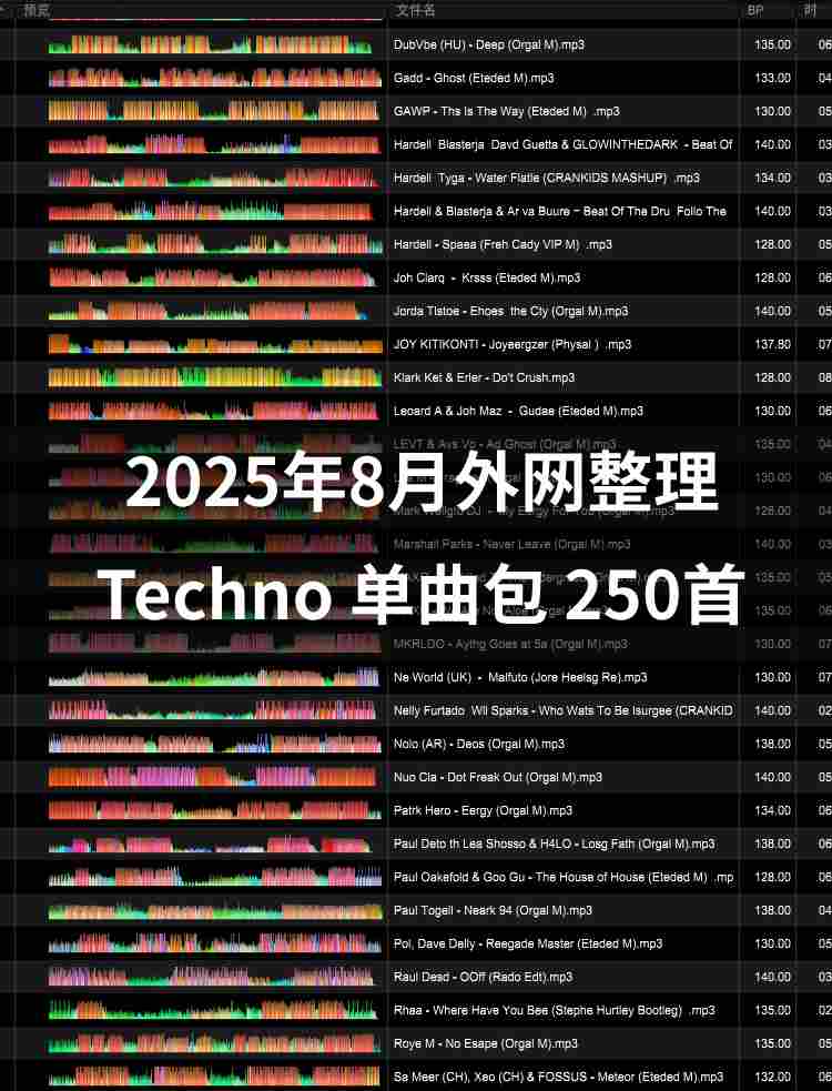 混音之家 8月外网整理 第三期techno（250首）
