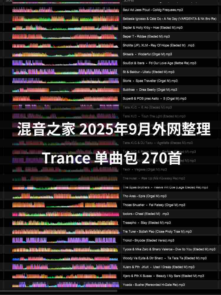 混音之家9月外网整理Trance 270首