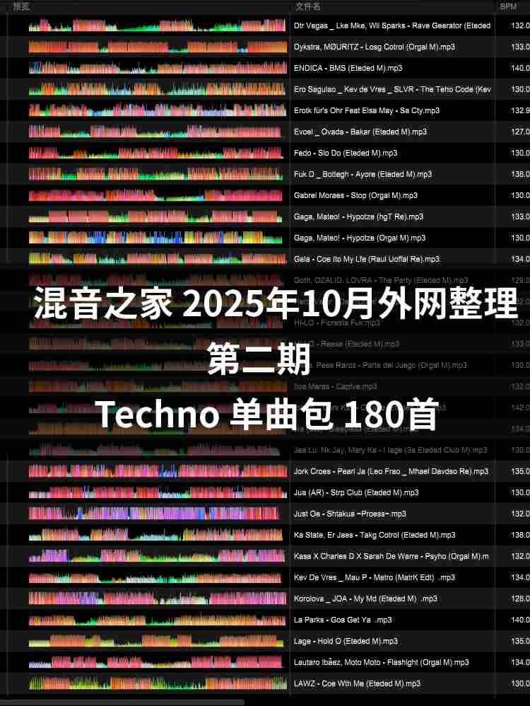 混音之家10月外网整理Techno 第二期 180首专业打碟音乐包